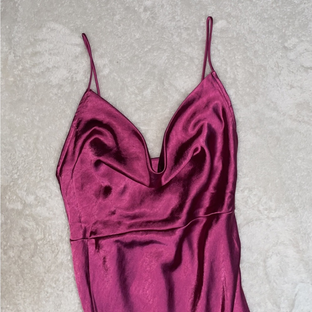 New Lioness Magenta Cowl Neck Silky Dress - Picture 4 of 15